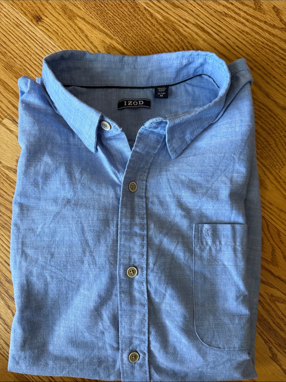 Izod Linen Men’s Blue Casual Button-Down Shirt XL